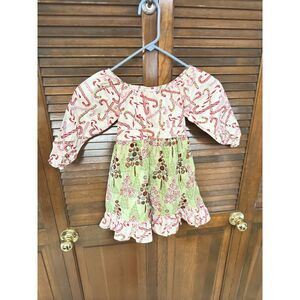 Beary Basics Girls Christmas Holiday Jumper Style Dress Candy Canes Trees Size 4